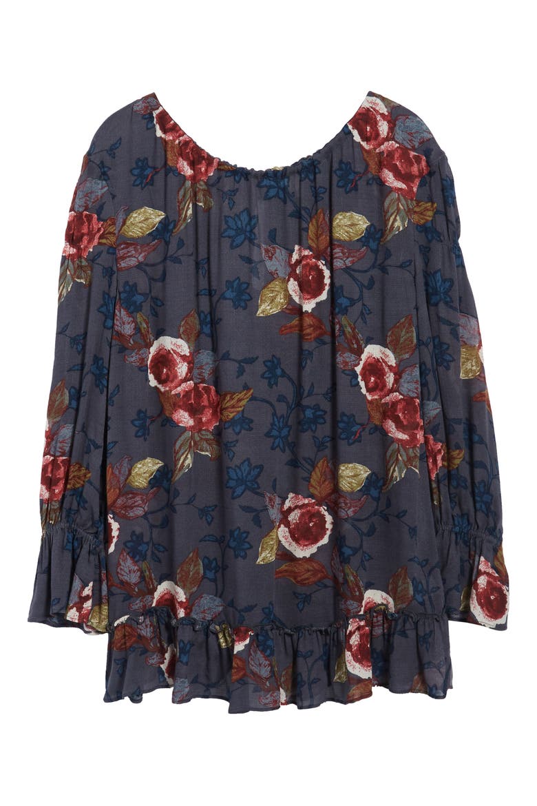 Tie Back Tunic, Alternate, color, NAVY CHARCOAL PRECIOUS FLORAL