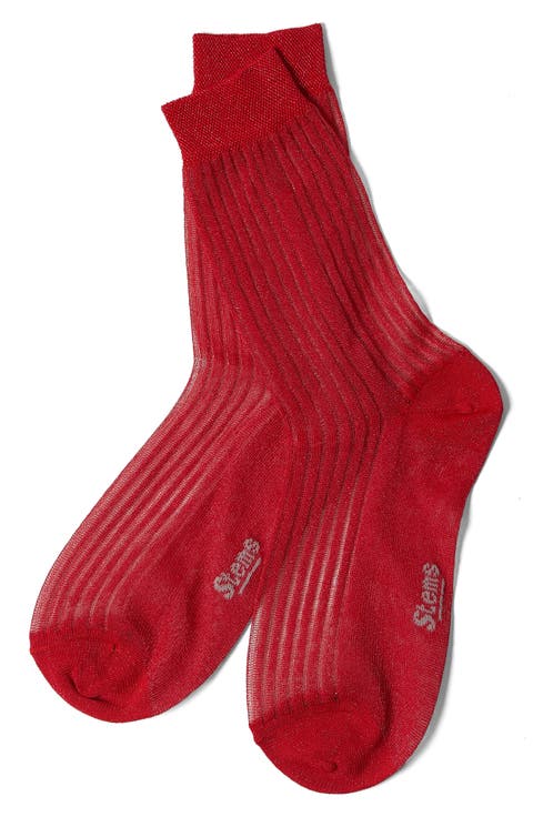 Metallic Rib Crew Socks