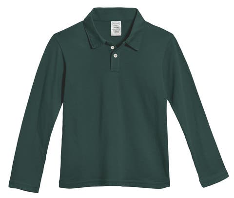 Baby Boys 100% Cotton Knit Jersey 2-Button Long Sleeve Polo