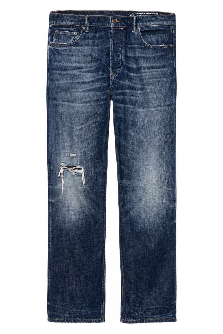 Loose Straight Leg Ripped Jeans, Alternate, color, DESTROY MID INDIGO