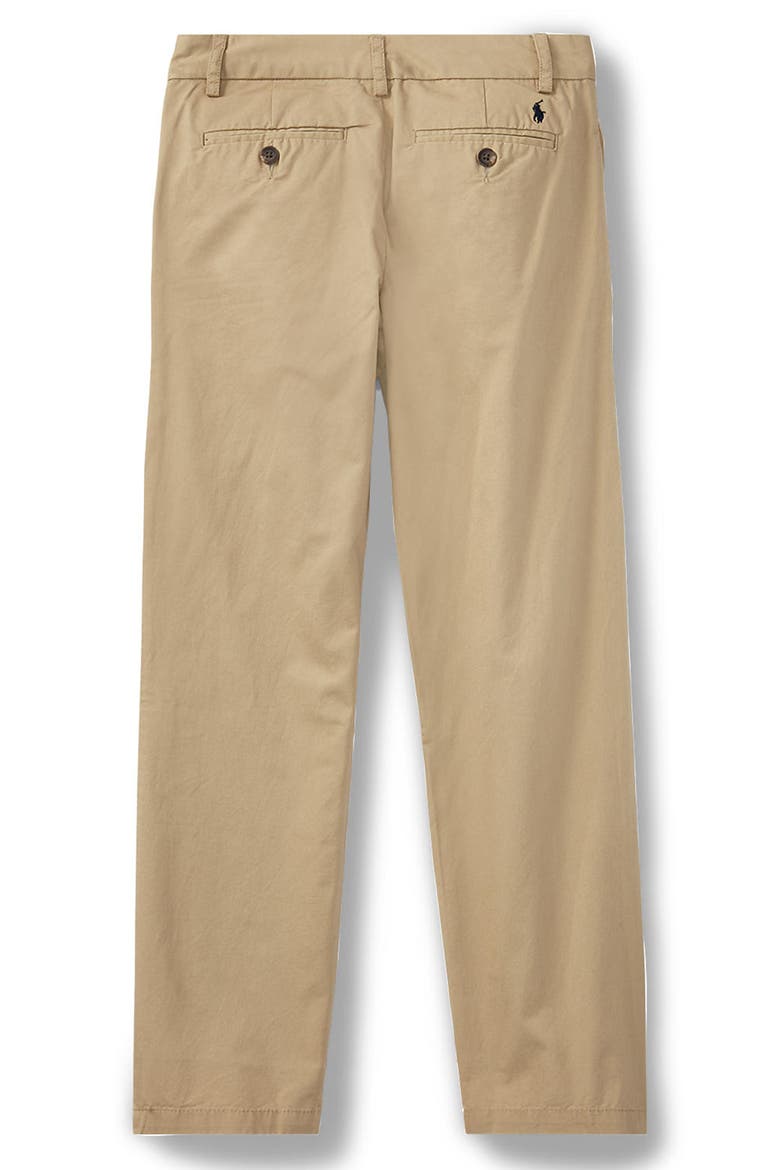 Kids' Flat Front Stretch Cotton Twill Chinos, Alternate, color, CLASSIC KHAKI
