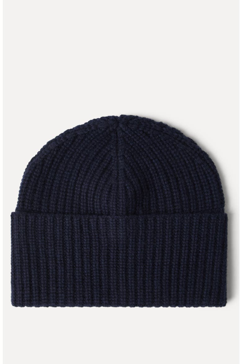 Cashmere rib knit beanie, Alternate, color, Navy Blue