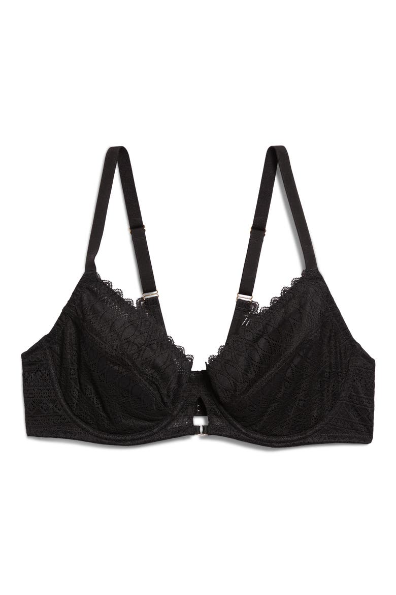 Gravure Underwire Minimizer Demi Bra, Alternate, color, BLACK