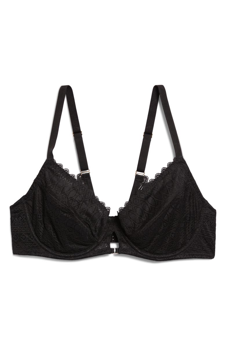 Etam Gravure Underwire Minimizer Demi Bra, Alternate, color, Black