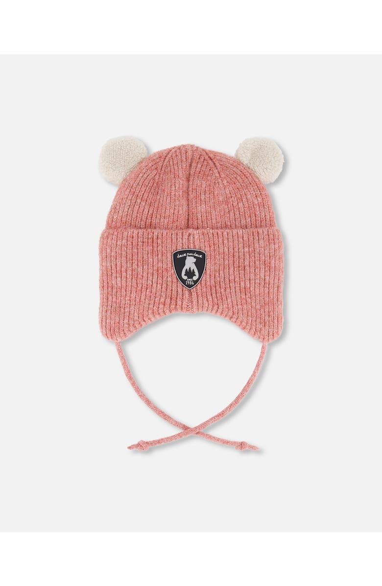 Deux par Deux Lined Winter Knit Hat with Ear Flaps, Alternate, color, Dusty Pink