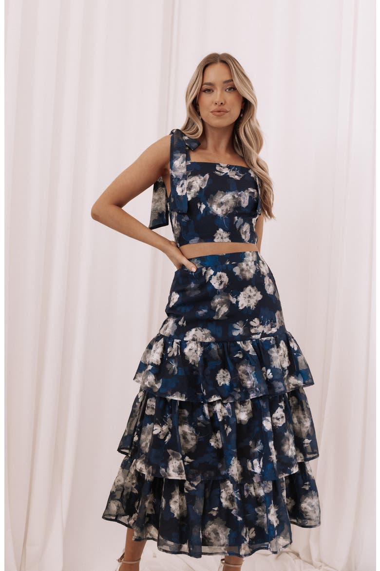 Olivia Floral Crop Top & Skirt Set, Alternate, color, NAVY FLORAL