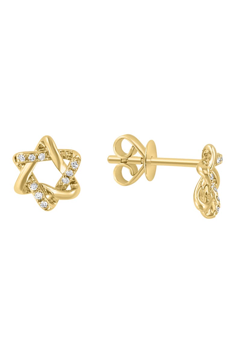 14K Yellow Gold Diamond Star of David Stud Earrings - 0.05ct., Alternate, color, GOLD