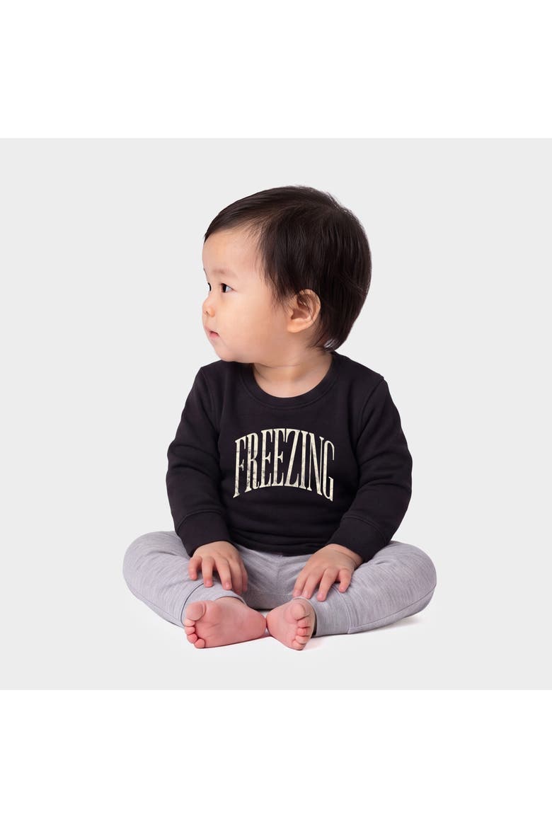 Freezing Arched Crew Fleece Sweatshirt Baby, Alternate, color, Black