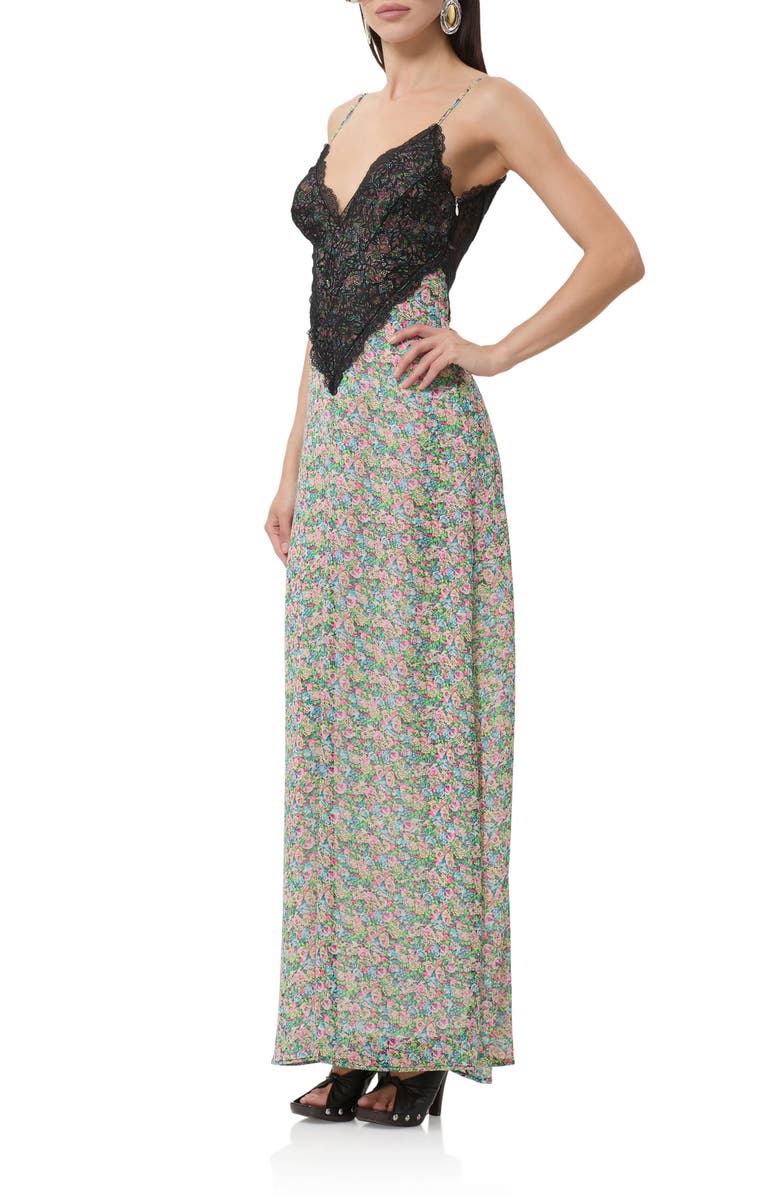 AFRM Prianka Floral Lace Inset Maxi Dress, Alternate, color, Soft Stripe