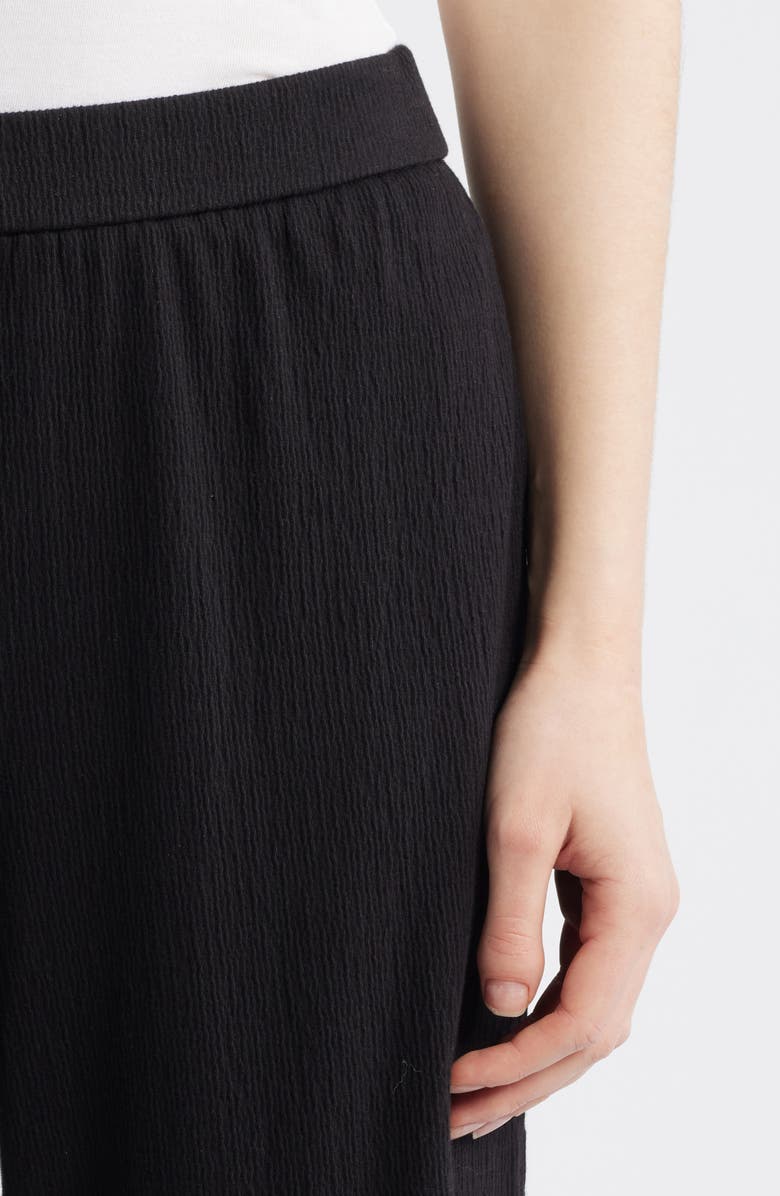 Eileen Fisher Jersey Ankle Wide Leg Pants, Alternate, color, Black