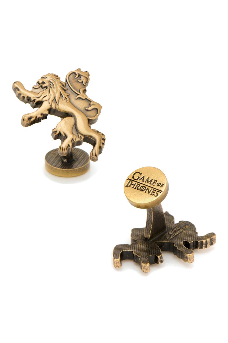 Lannister Lion Cuff Links, Alternate, color, GOLD