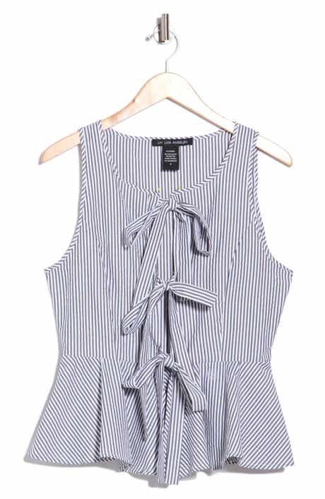 Bow Front Striped Peplum Tank