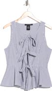 Forgotten Grace Bow Front Striped Peplum Tank