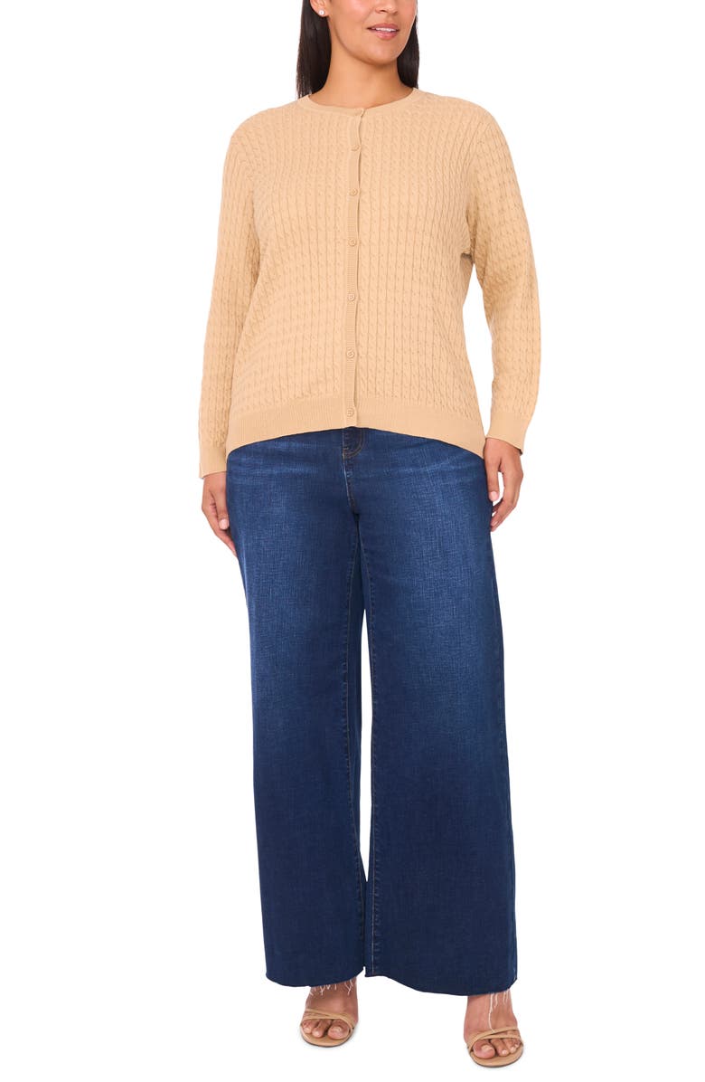 Halogen<sup>®</sup> Cable Stitch Cardigan, Alternate, color, Nomad Camel
