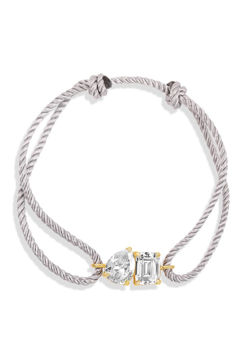 Two-Stone Prong Set Adjustable Cord Bracelet, Main, color, GOLD