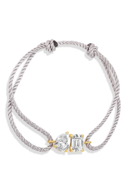 Two-Stone Prong Set Adjustable Cord Bracelet