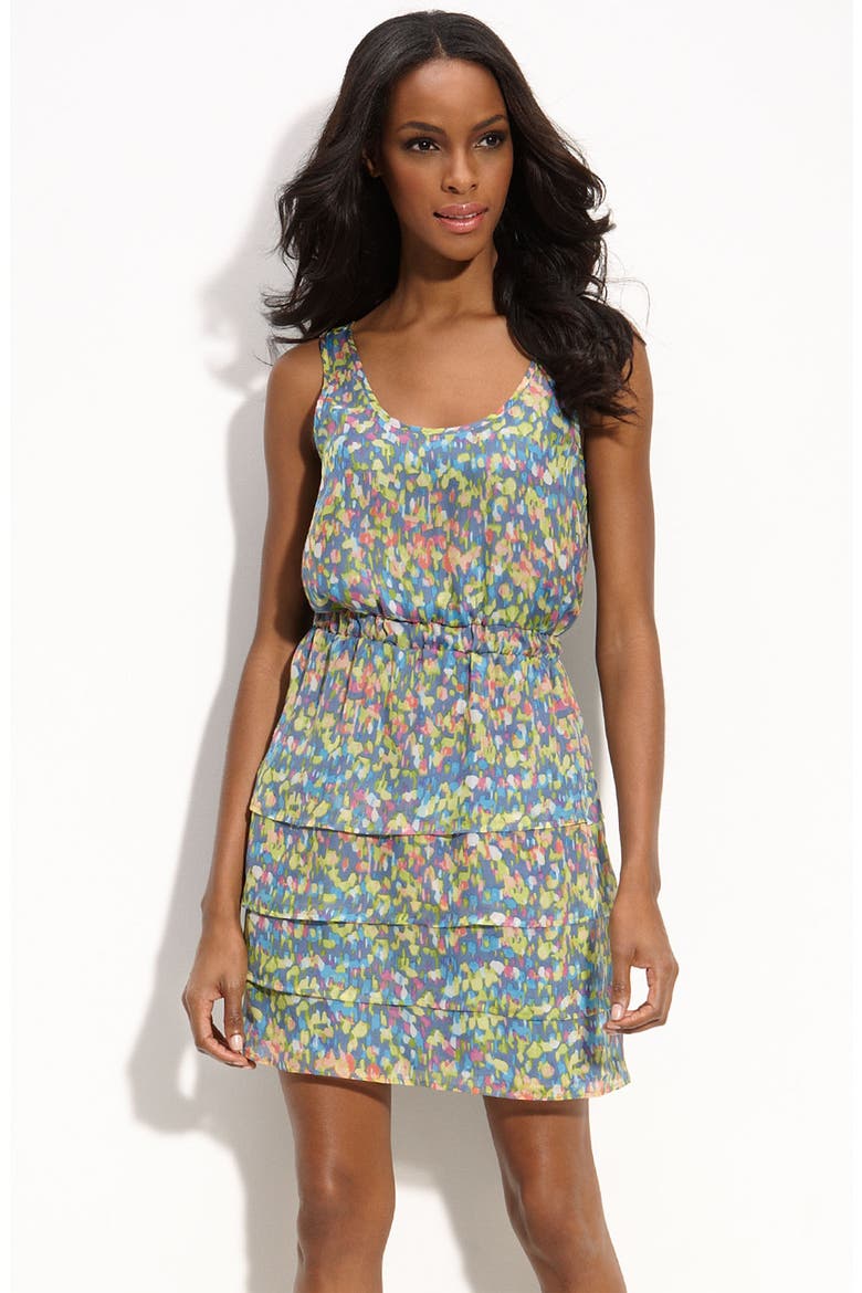 'Leah' Blouson Chiffon Dress, Main, color, BLUE/ YELLOW