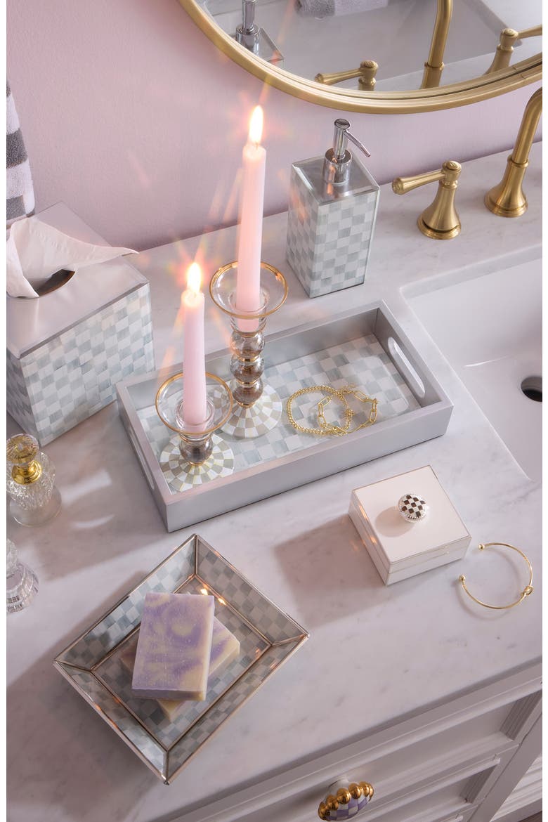 Sterling Check Glass Vanity Tray, Alternate, color, STERLING