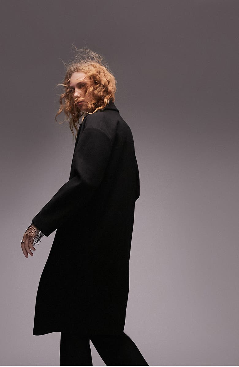 Topshop Double Breasted Long Coat, Alternate, color, 