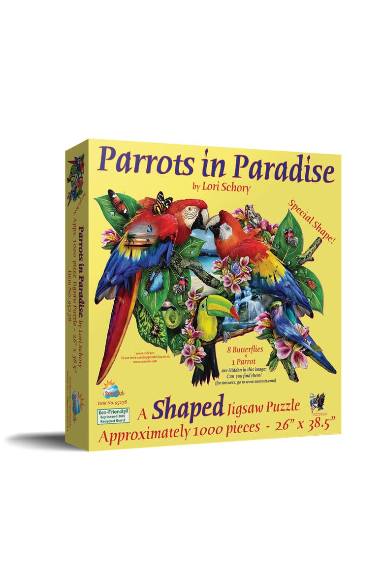 Parrots in Paradise 1000 piece Jigsaw Puzzle for Adults Special Shape, Main, color, Multicolor