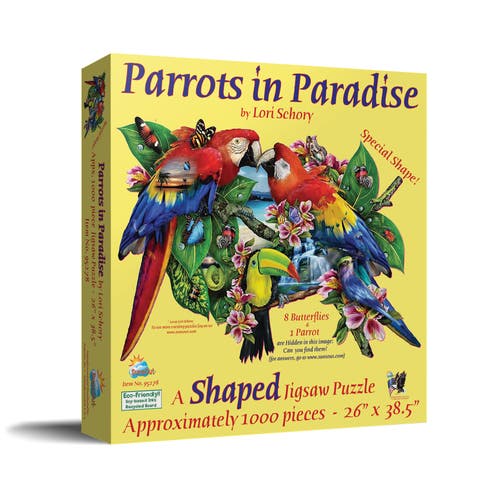 Parrots in Paradise 1000 piece Jigsaw Puzzle for Adults Special Shape