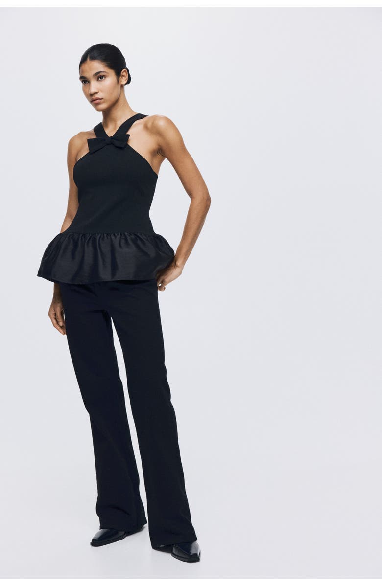 H&M Bow-detail Top, Alternate, color, Black