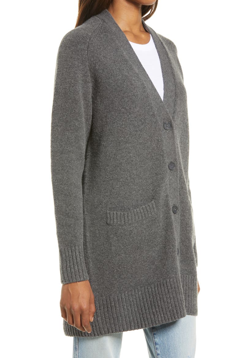 Cozy Button Front Cardigan, Alternate, color, GREY MEDIUM CHARCOAL HEATHER