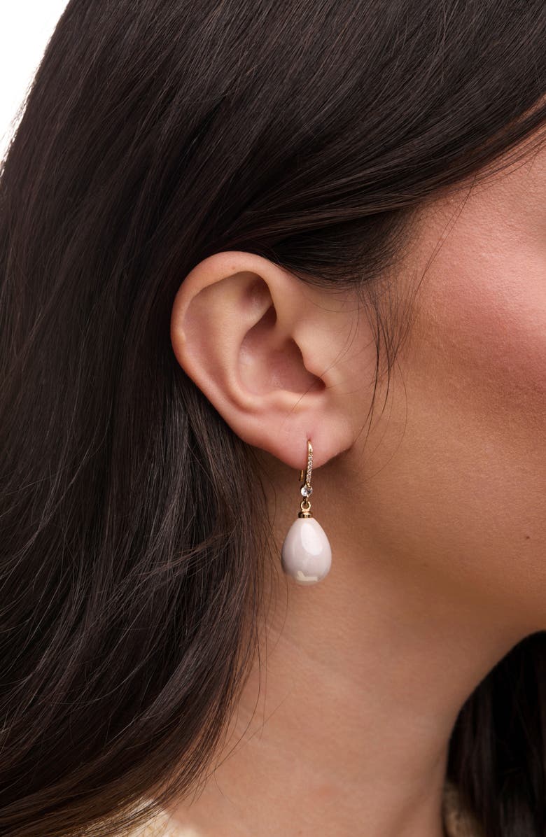 SAACHI Faux Pearl Crystal Dangle Earrings, Alternate, color, Ivory