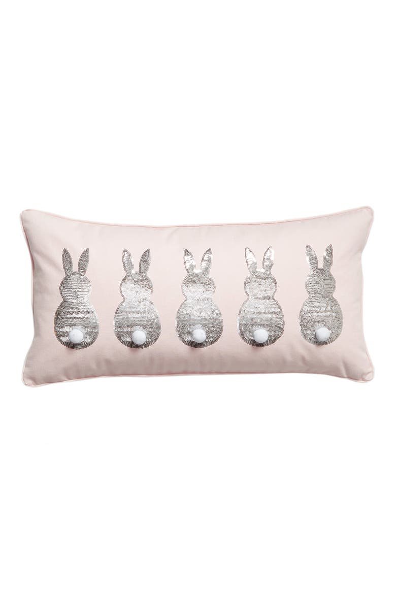 Sequin Bunnies Accent Pillow, Main, color, BLUSH