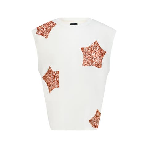 Sequin Patch Sleeveless Shirt