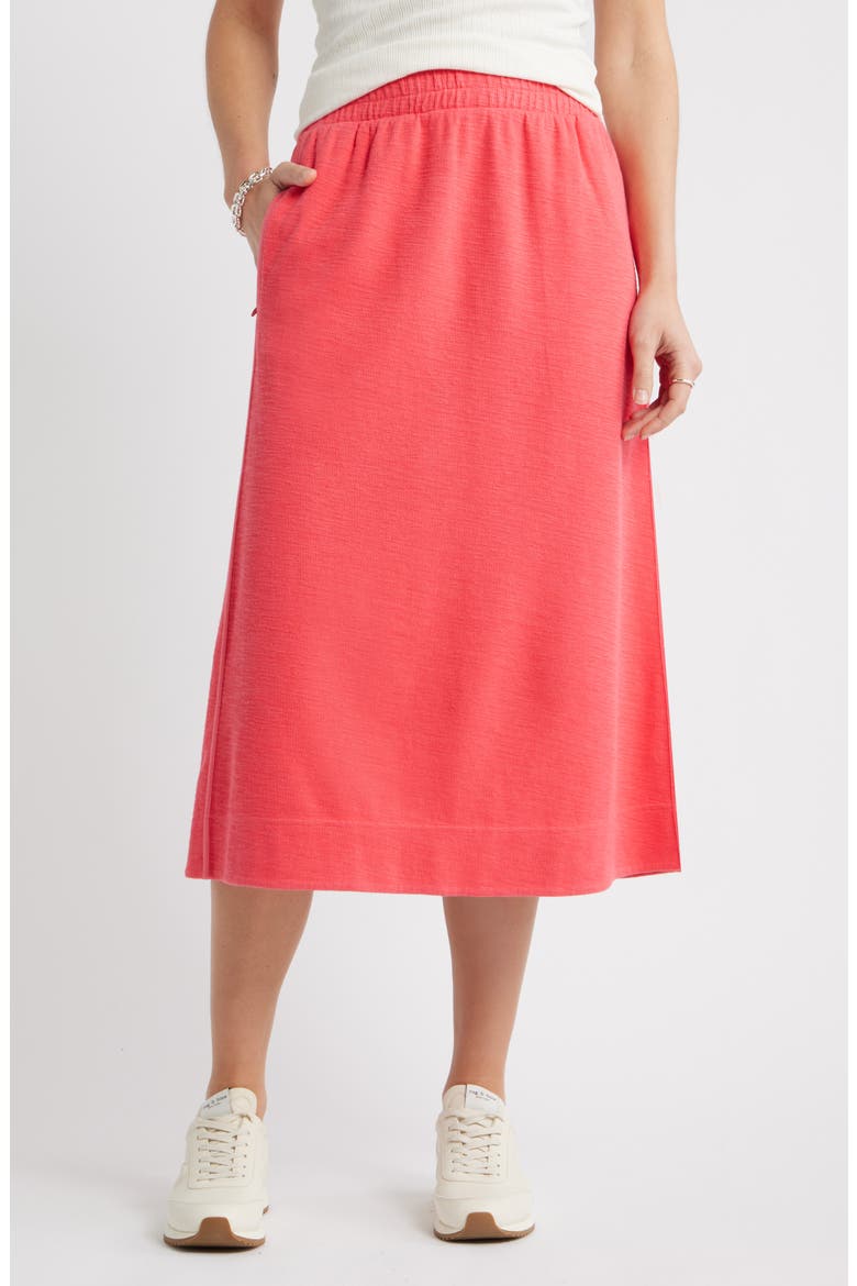 Jetset Cotton Blend Knit Midi Skirt, Main, color, RED GERANIUM