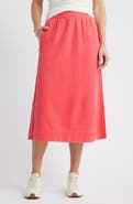 Caslon® Jetset Cotton Blend Knit Midi Skirt