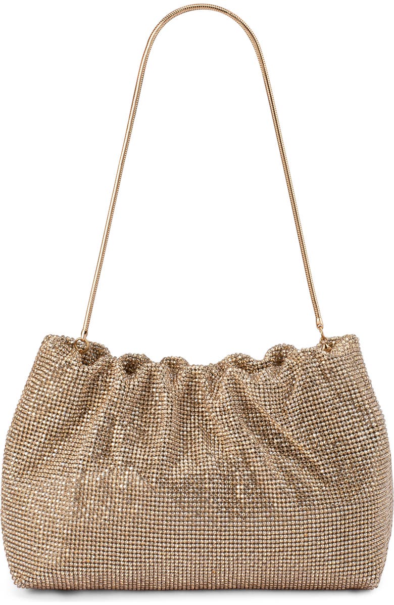 Olga Berg Jessie Crystal Mesh Pouch, Main, color, Gold