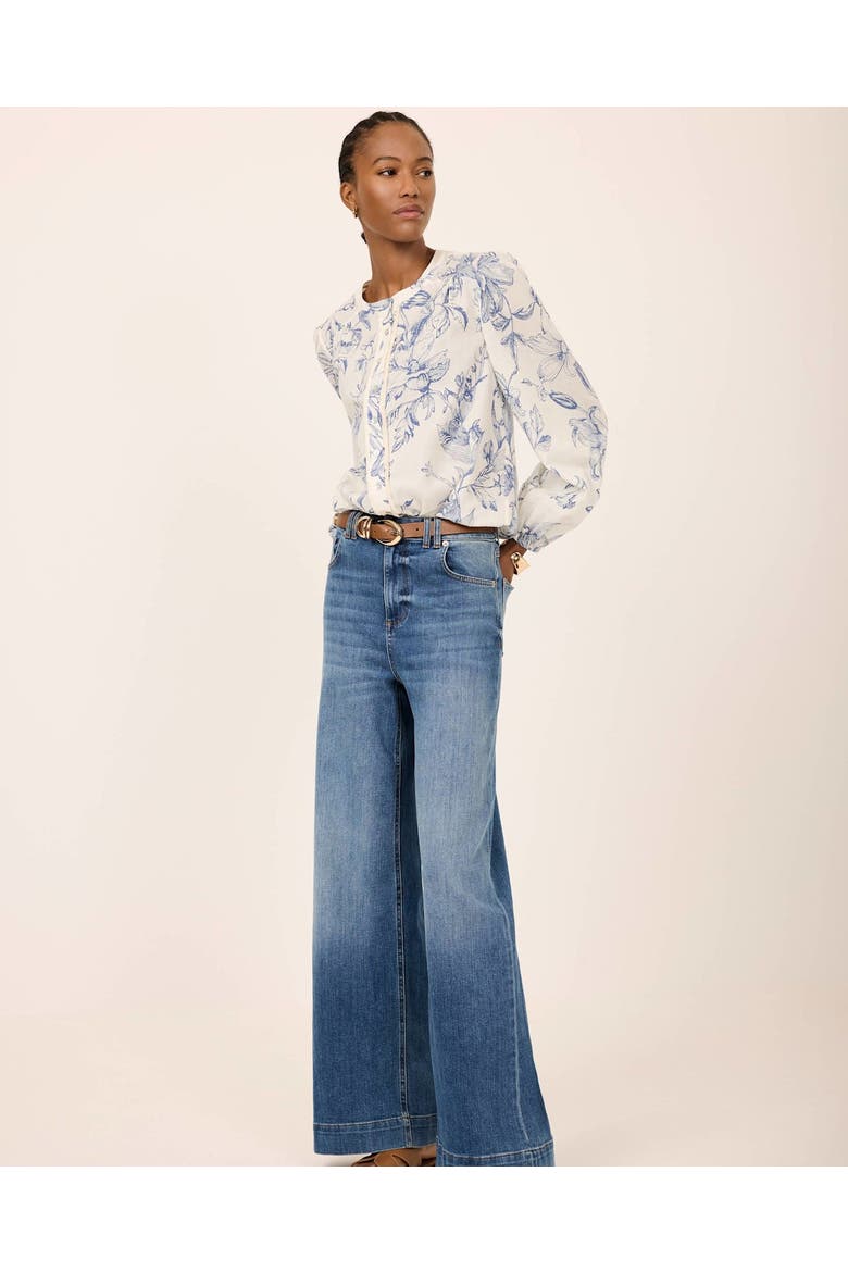 Cotton Floral Print Blouse, Alternate, color, Blue