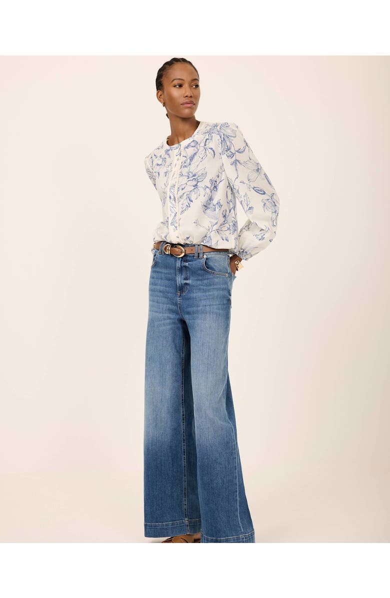 MINT VELVET Cotton Floral Print Blouse, Alternate, color, Blue