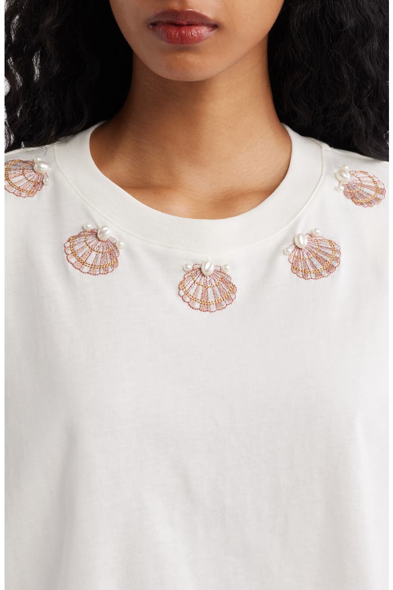 Seashell Embroidered Sleeveless T-Shirt, Alternate, color, OFF-WHITE
