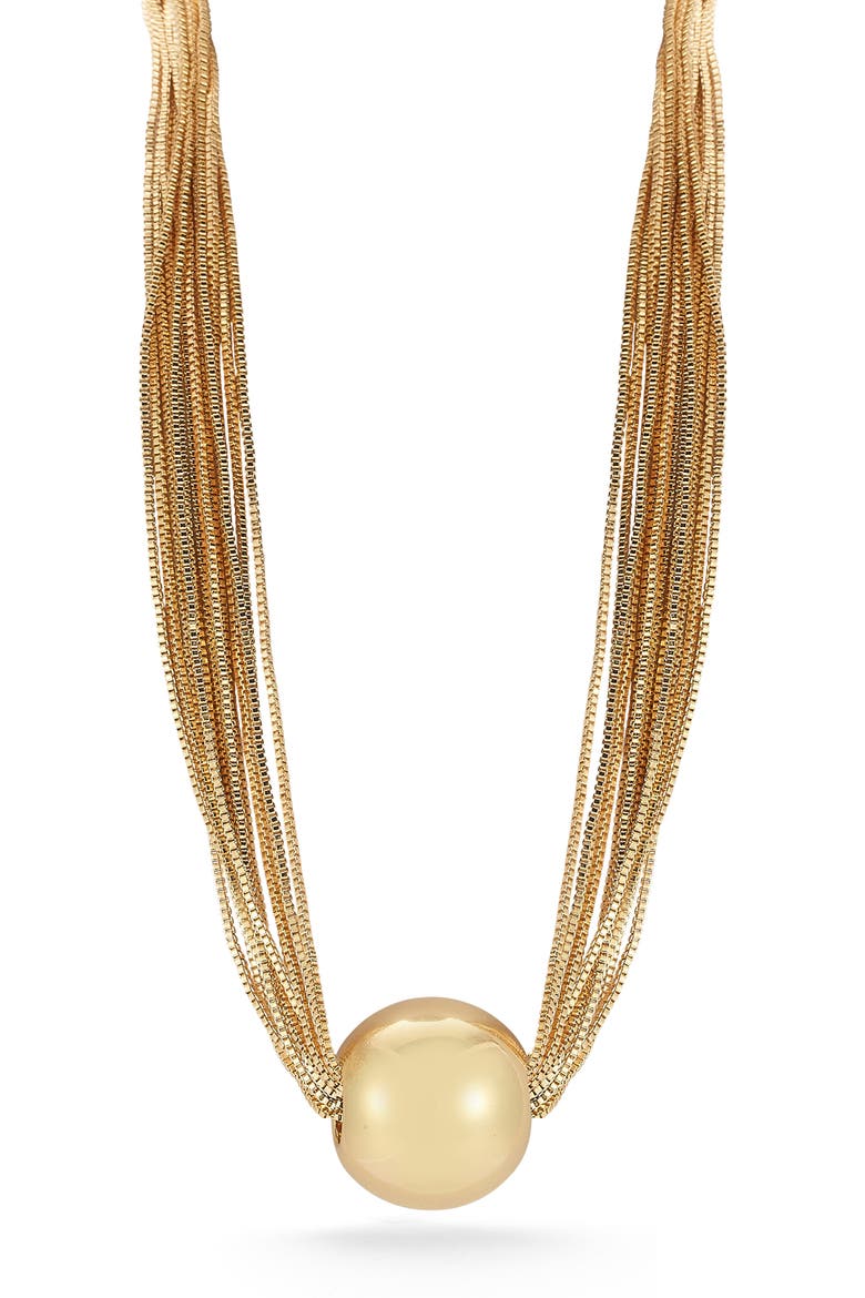 Puff Ball Multistrand Pendant Necklace, Main, color, GOLD