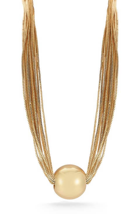 Puff Ball Multistrand Pendant Necklace