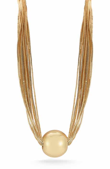 Puff Ball Multistrand Pendant Necklace