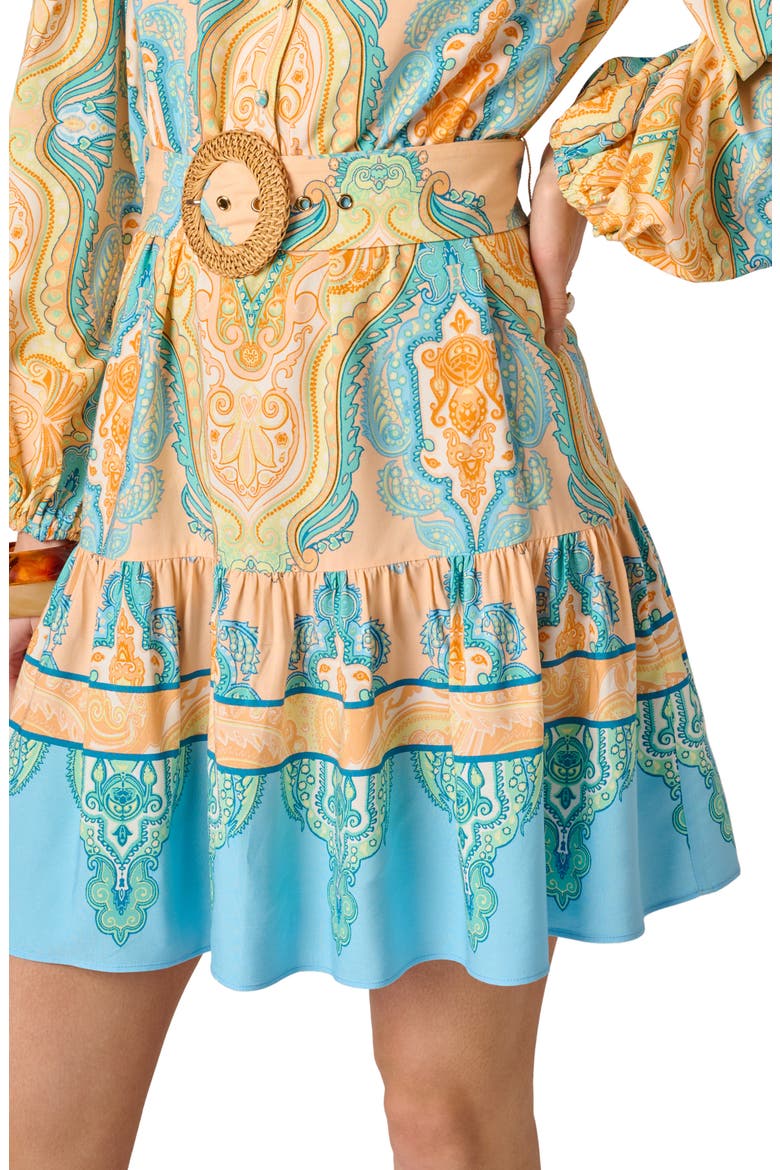 Long Sleeve Placed Print Dress, Alternate, color, PEACH MULTI