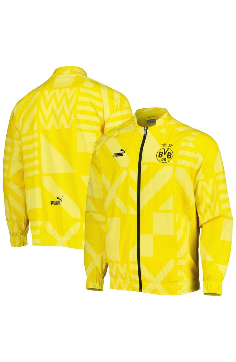 PUMA Men's Puma Yellow Borussia Dortmund Pre-Match Raglan Full-Zip Training Jacket, Main, color, Yellow