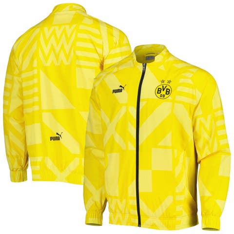 Men's Puma Yellow Borussia Dortmund Pre-Match Raglan Full-Zip Training Jacket