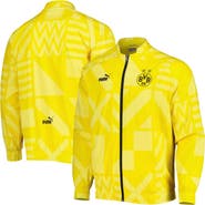 PUMA Men's Puma Yellow Borussia Dortmund Pre-Match Raglan Full-Zip Training Jacket