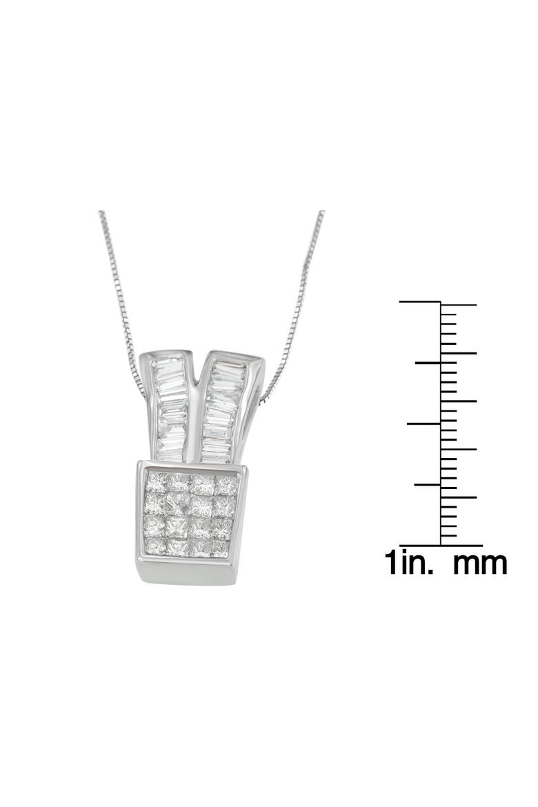 14K White Gold 1 1/3 cttw Diamond Sparkling Shapes Pendant Necklace, Alternate, color, White