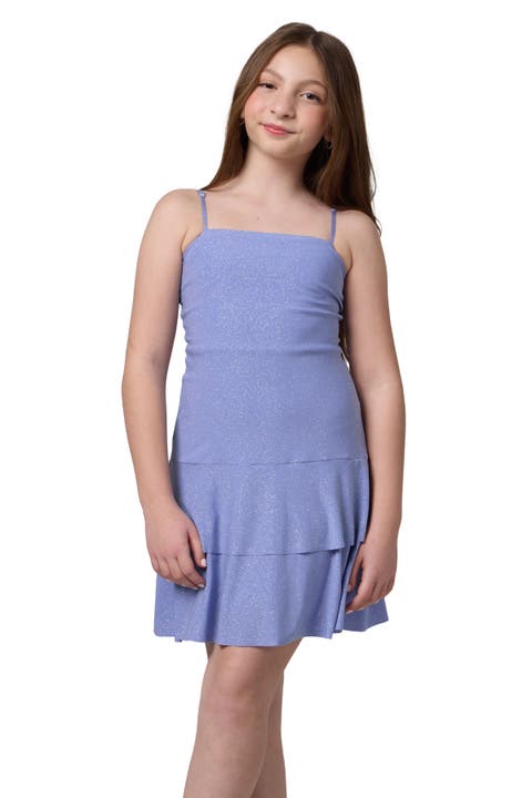 Glitter Bow Back Tiered Dress