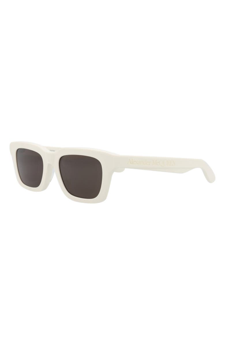McQueen 52mm Square Sunglasses, Alternate, color, White White Grey
