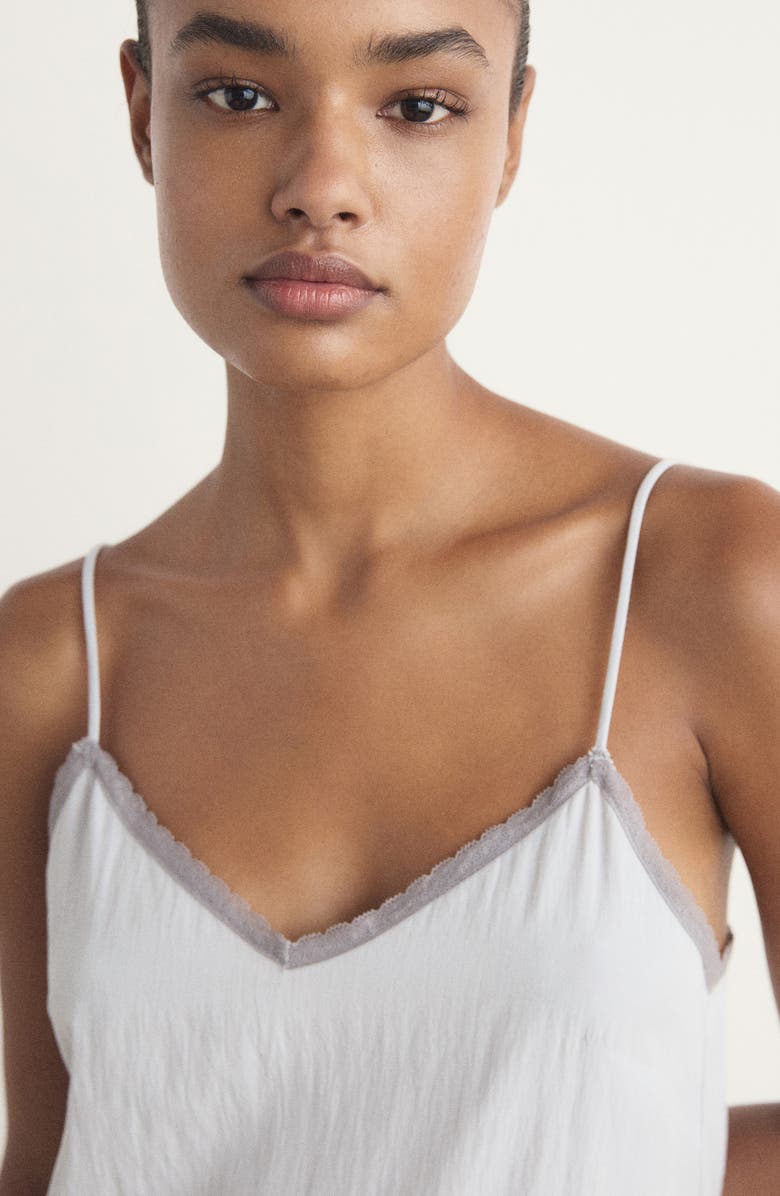 MANGO Lace Accent Chemise, Alternate, color, Light/ Pastel Grey