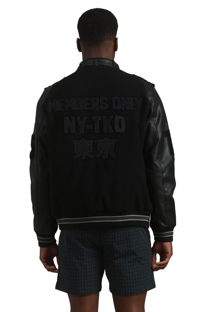 Members Only Men's Varsity Jacket, Alternate, color, Black