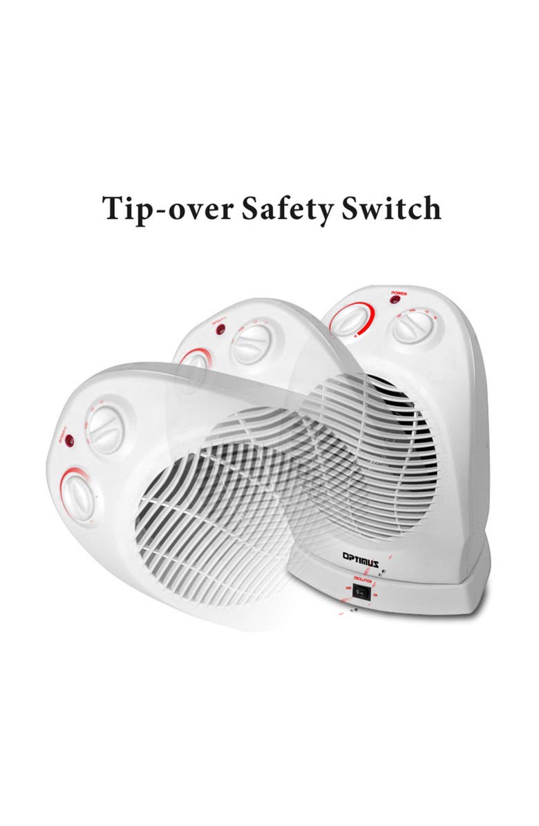 Optimus Portable Oscillating Fan Heater with Thermostat, Alternate, color, White