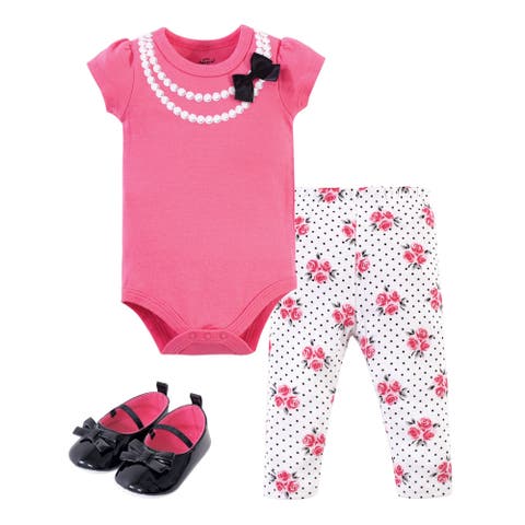 Little One's Cotton Outfit Set Bodysuit, Pants, and Matching Shoes